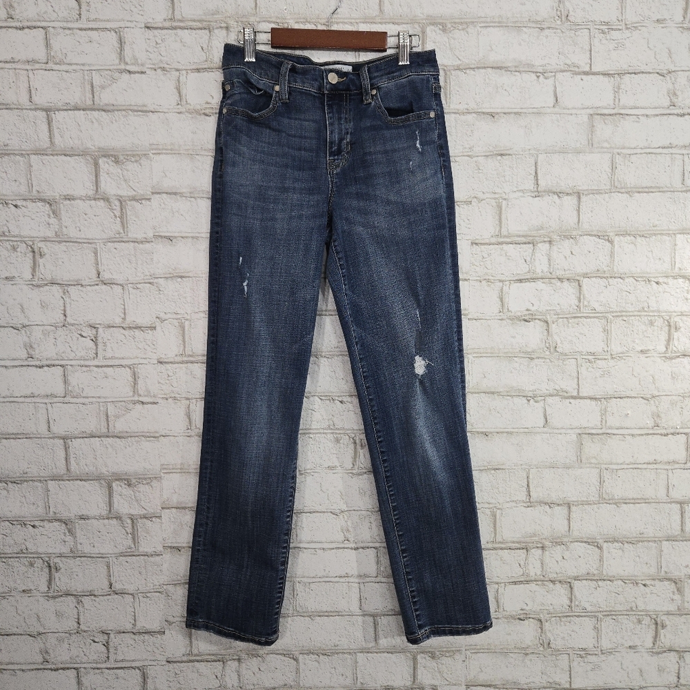 Liverpool Dark Blue Distressed Straight Leg Jeans